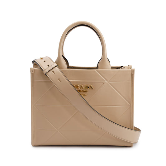 Prada Beige Leather Small Symbole Tote Bag