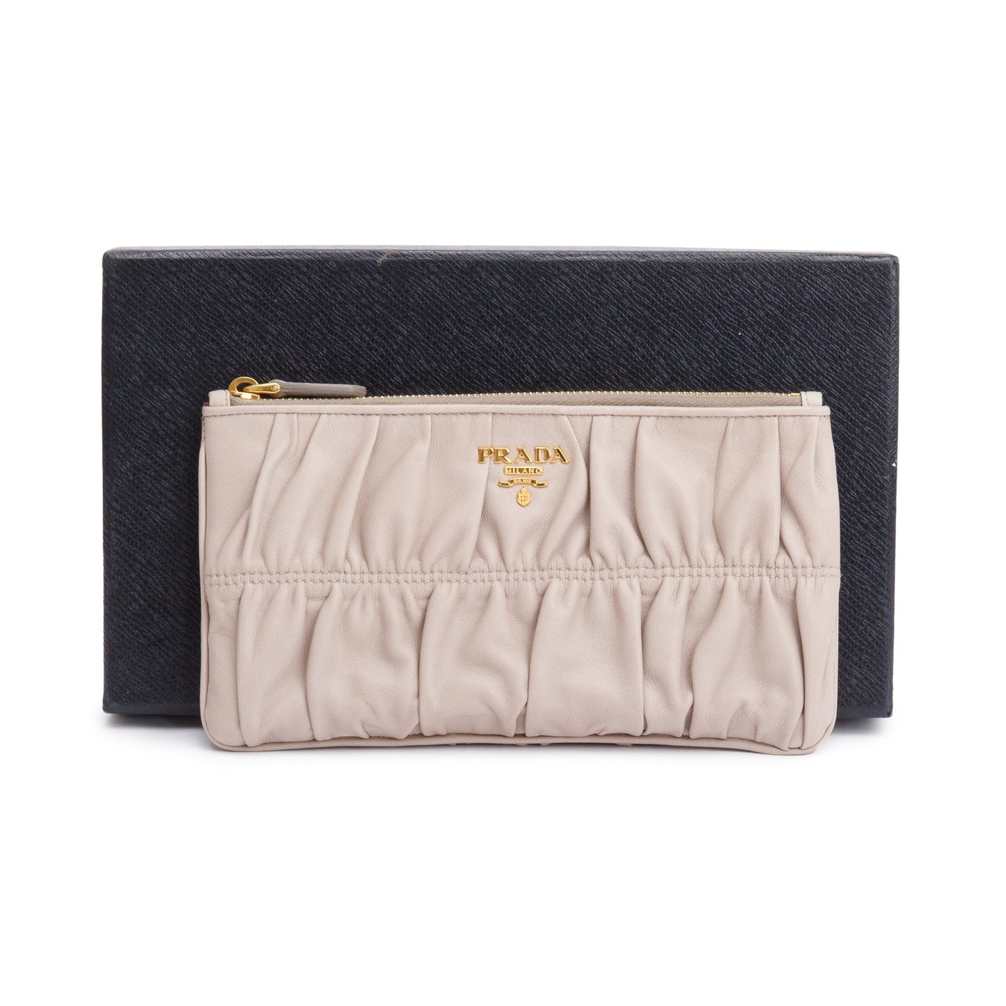 Prada Beige Nappa Gaufre Small Zip Pouch