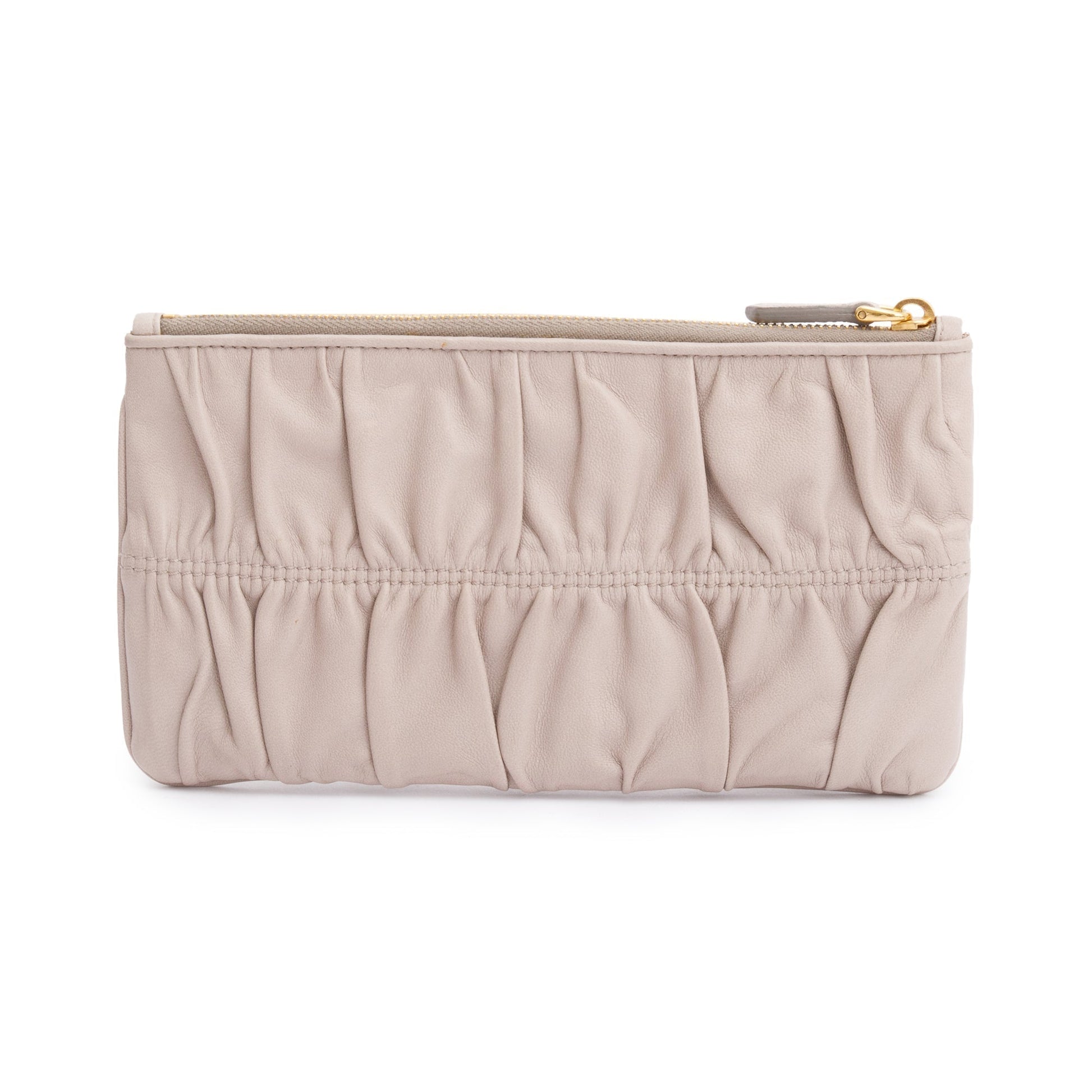 Prada Beige Nappa Gaufre Small Zip Pouch