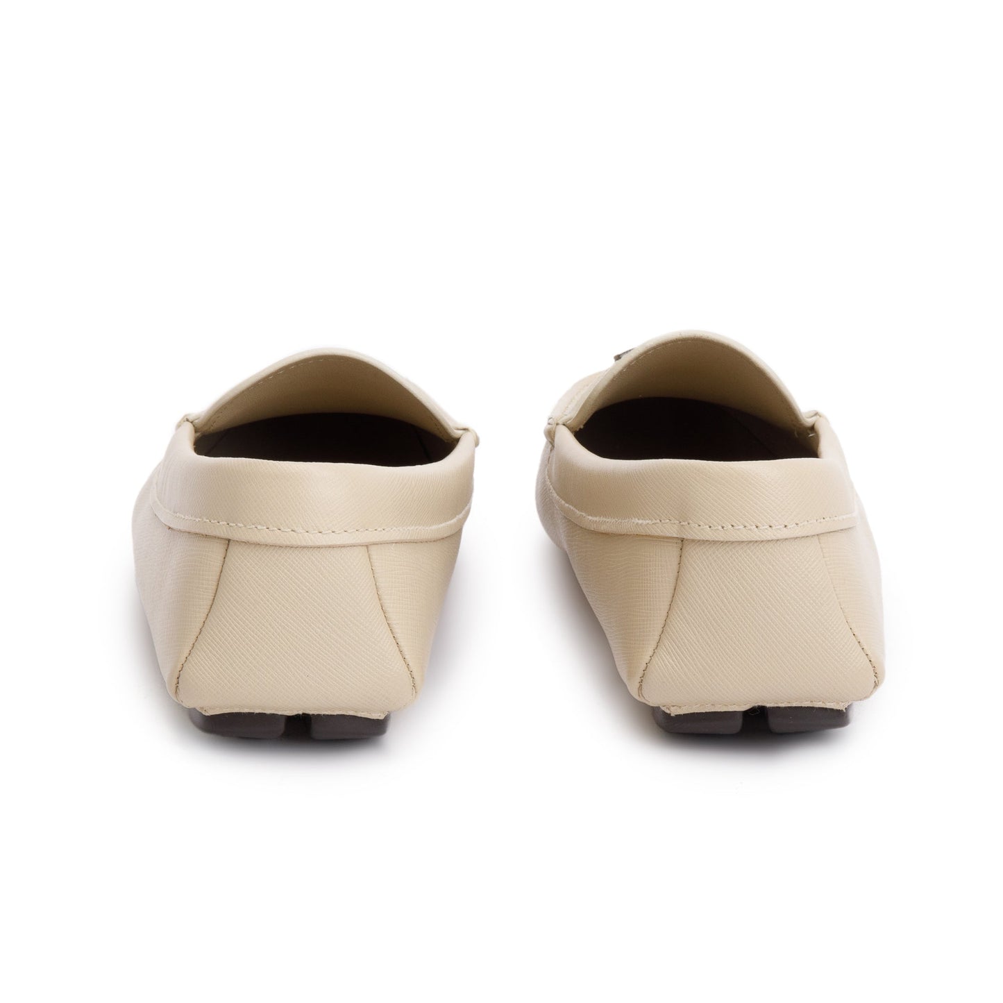 Prada Beige Saffiano Leather Driver Men's Loafers, Size 7.5