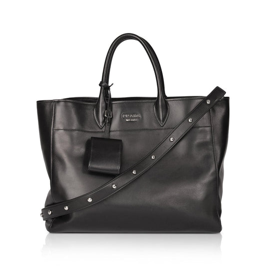 Prada Black City Calf Leather Square Tote Bag