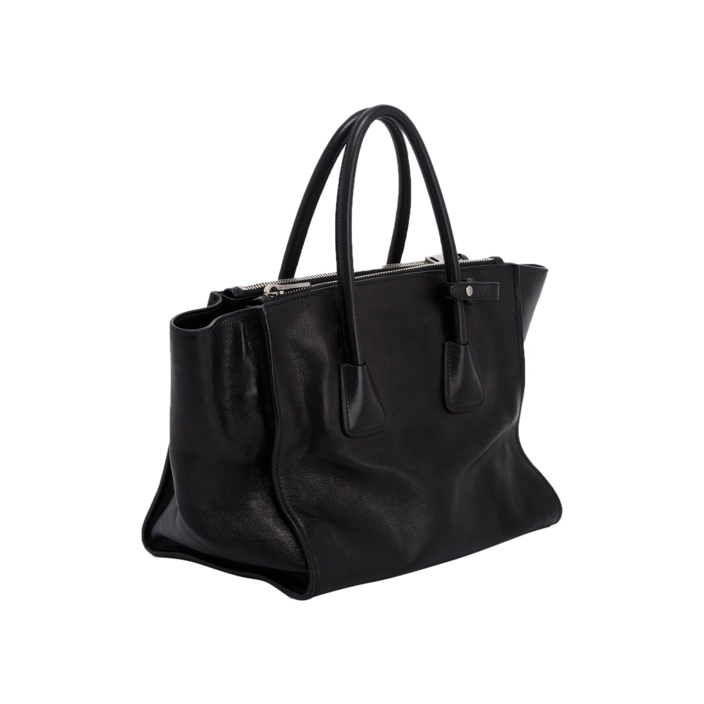Prada Black Glace Calf Twin Pocket Tote