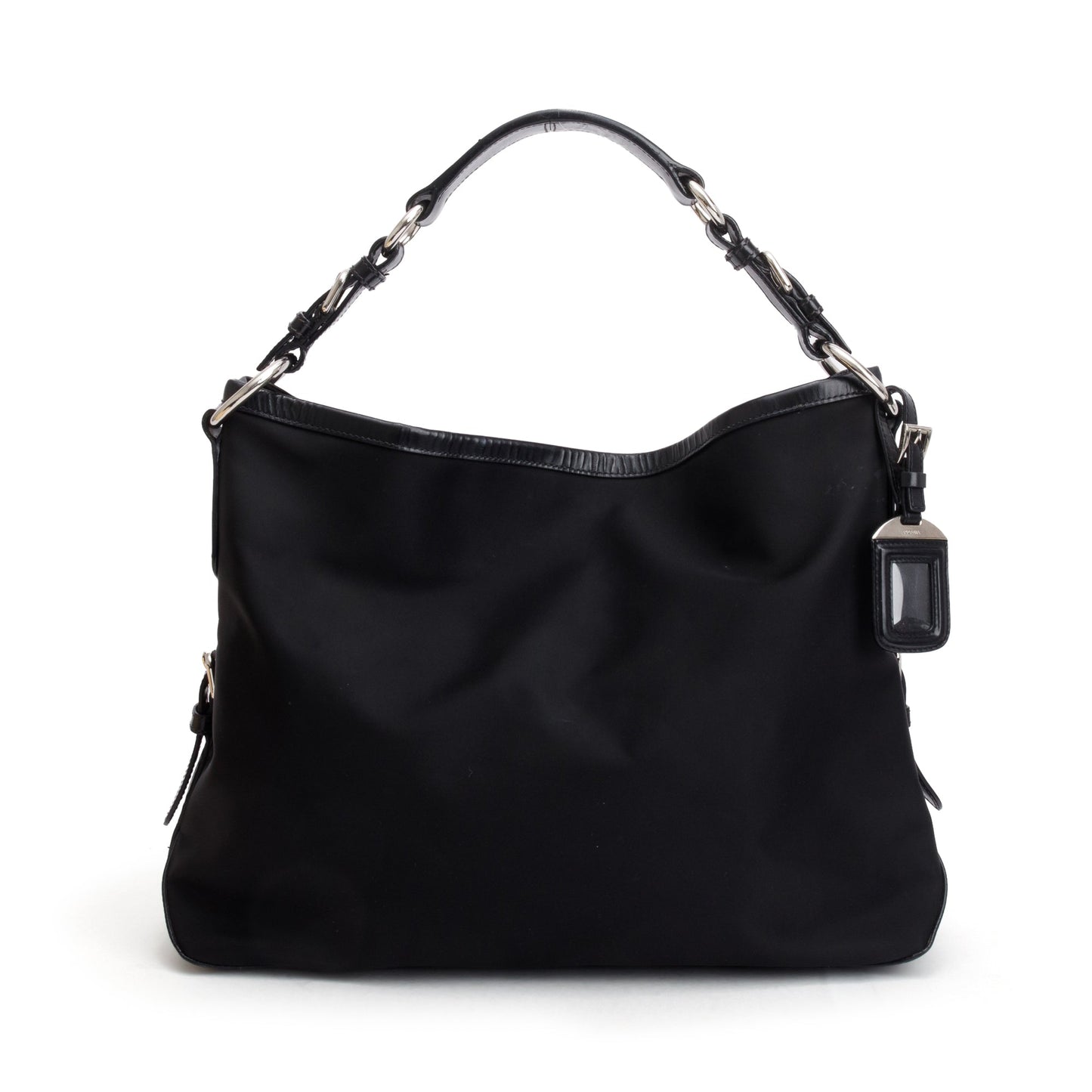 Prada Black Leather Trimmed Tessuto Nylon Hobo