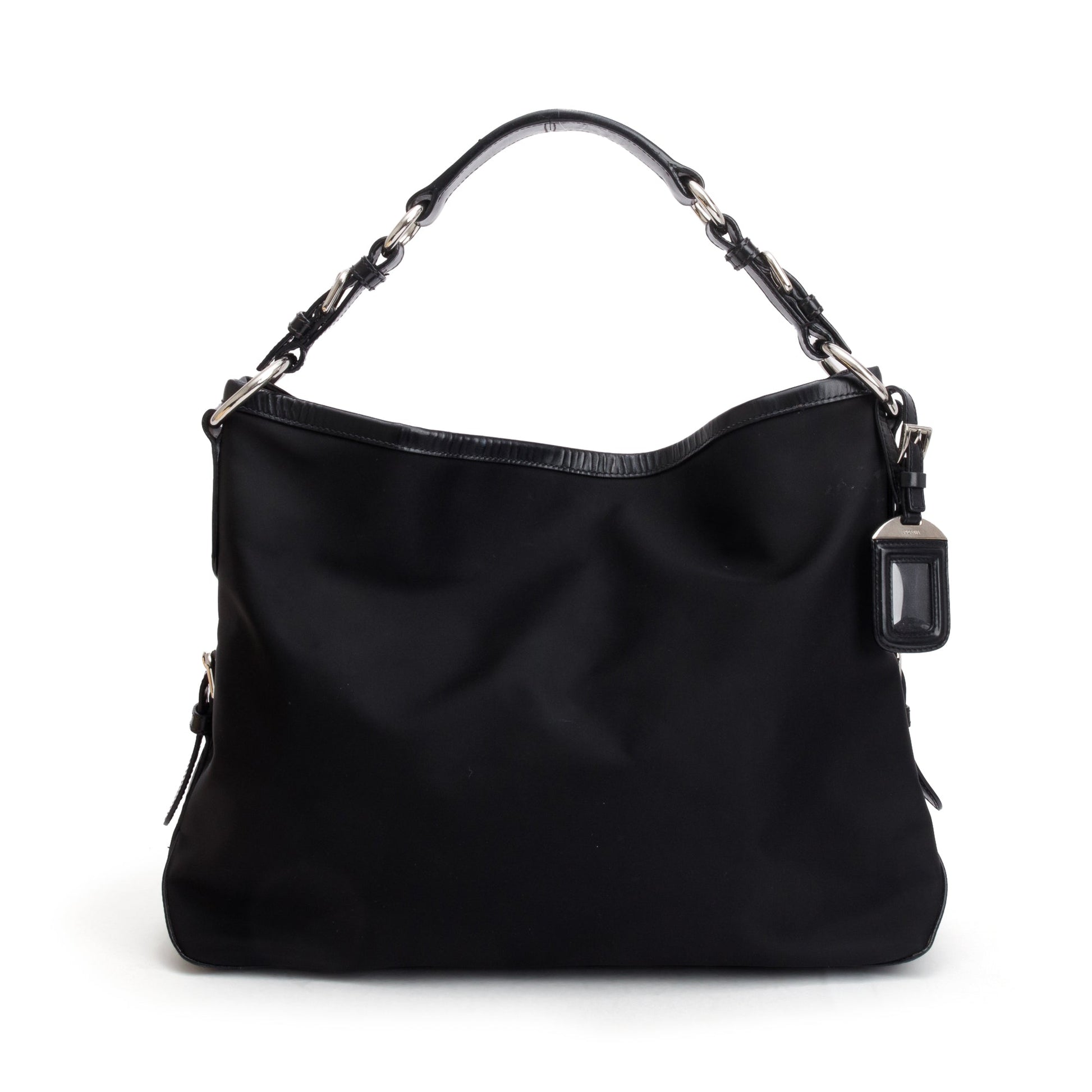 Prada Black Leather Trimmed Tessuto Nylon Hobo