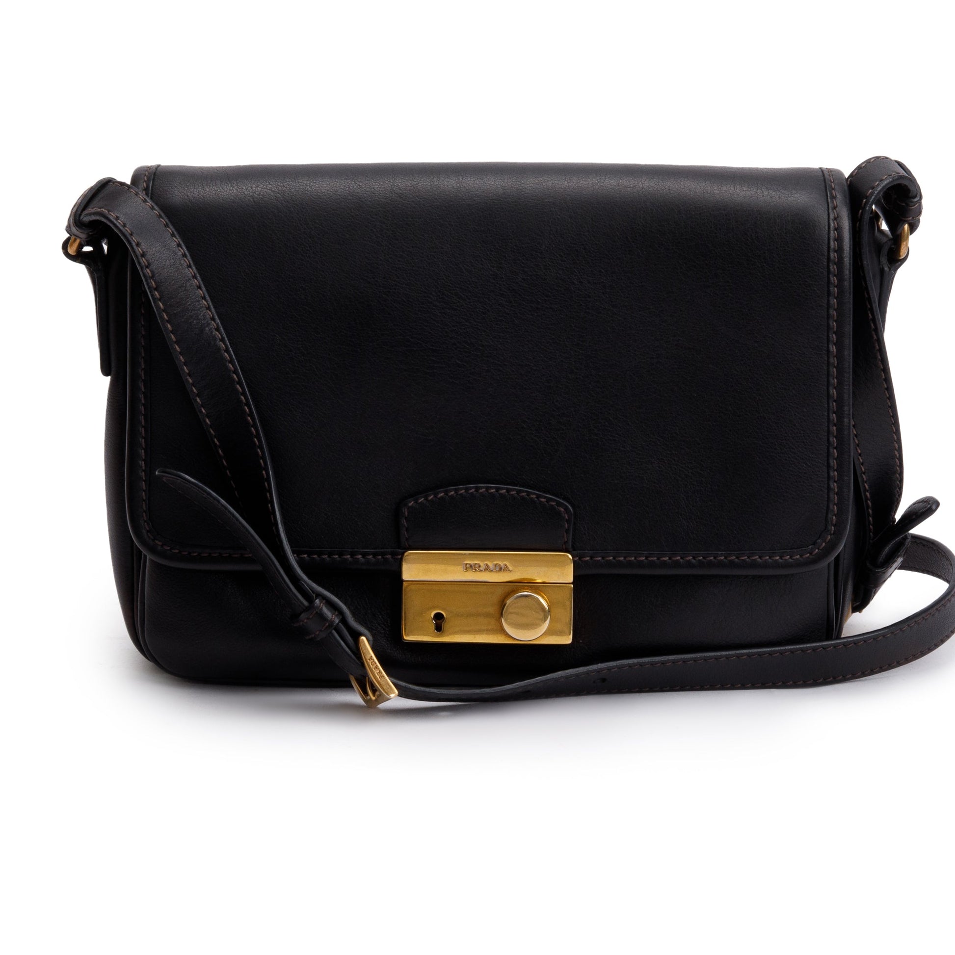 Prada Black Nappa Leather Sound Crossbody Bag