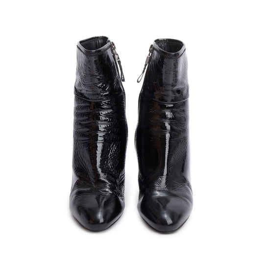 Prada Black Patent Leather Ankle Boots, Size 37.5