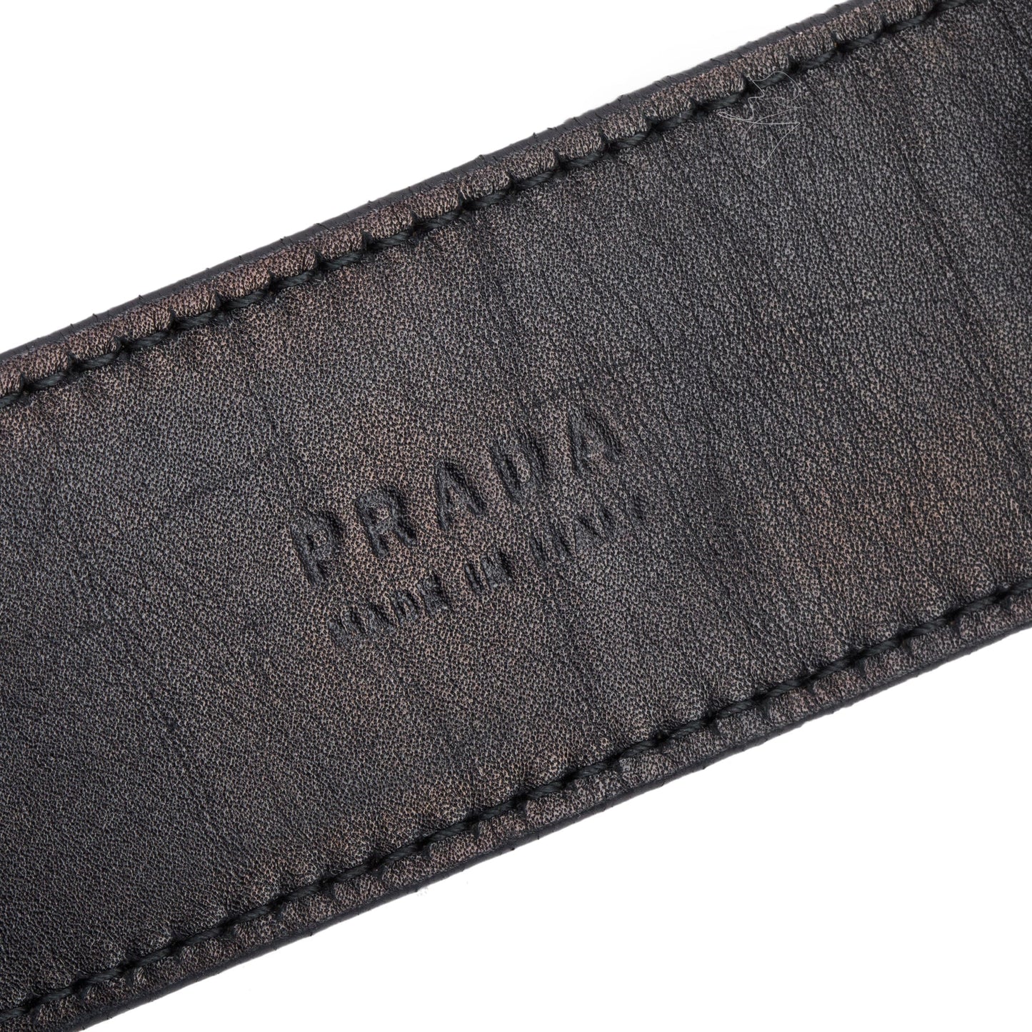 Prada Black Patent Leather Oval Buckle Belt