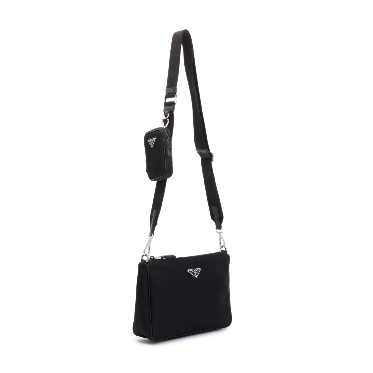 Prada Black Re-Edition 2000 Nylon Messenger Bag