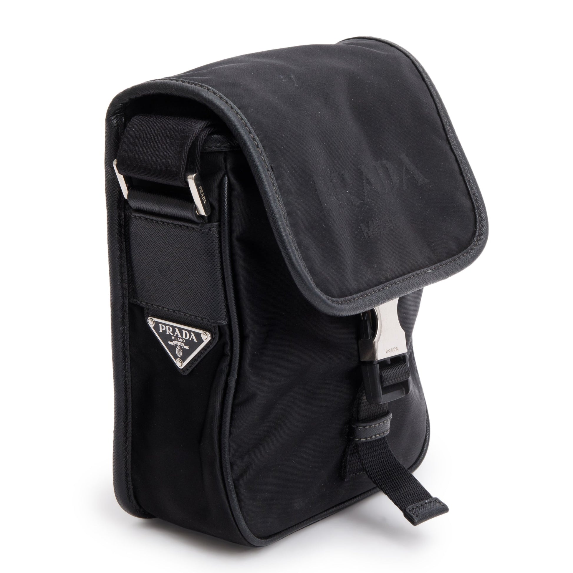Prada Black Re-Nylon and Saffiano Leather Crossbody Bag