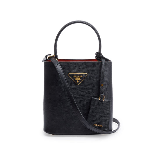 Prada Black Saffiano Cuir Small Panier Bag