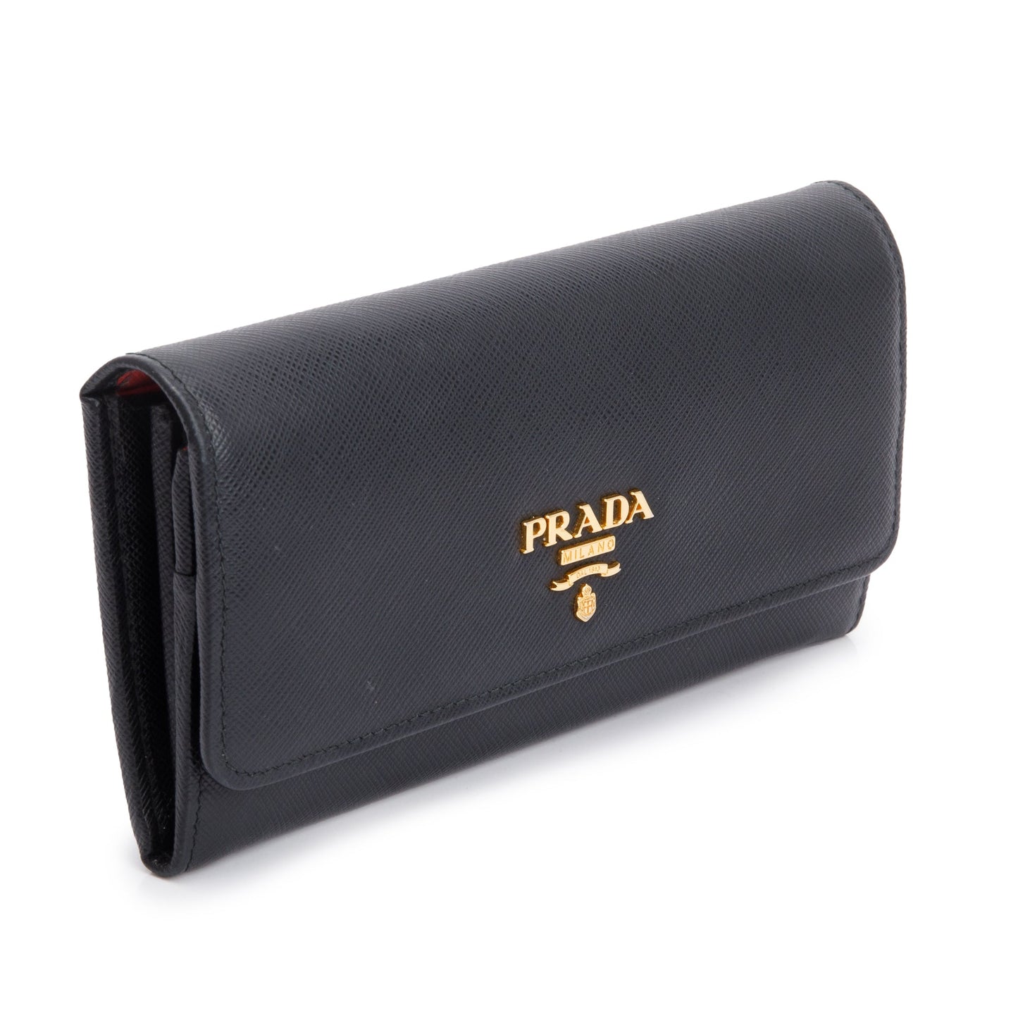 Prada Black Saffiano Leather Continental Wallet