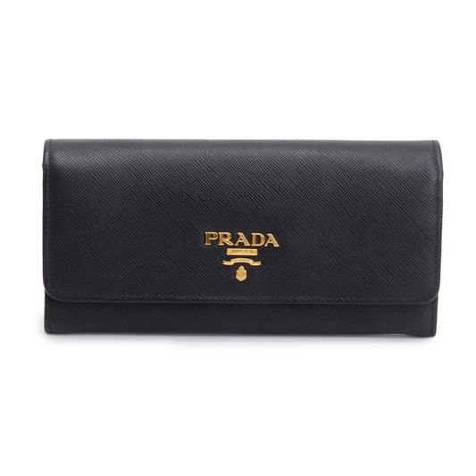 Prada Black Saffiano Leather Continental Wallet