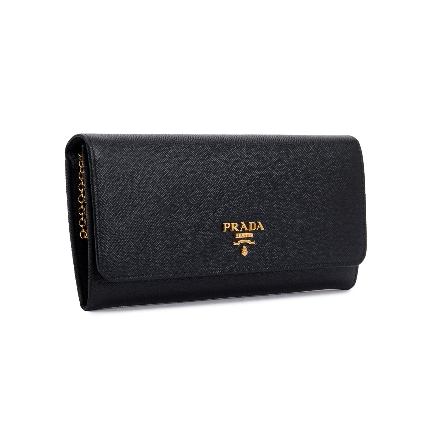 Prada Black Saffiano Leather Continental Wallet