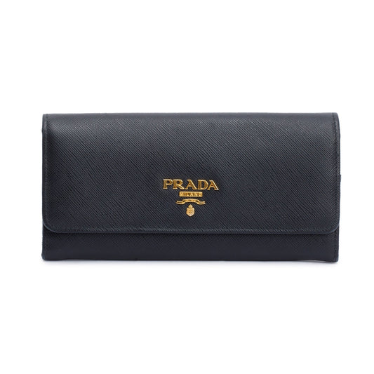 Prada Black Saffiano Leather Continental Wallet