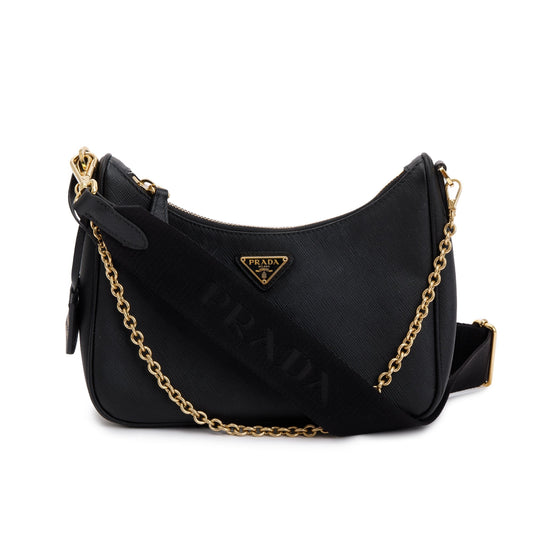 Prada Black Saffiano Leather Re-Edition 2005 Shoulder Bag