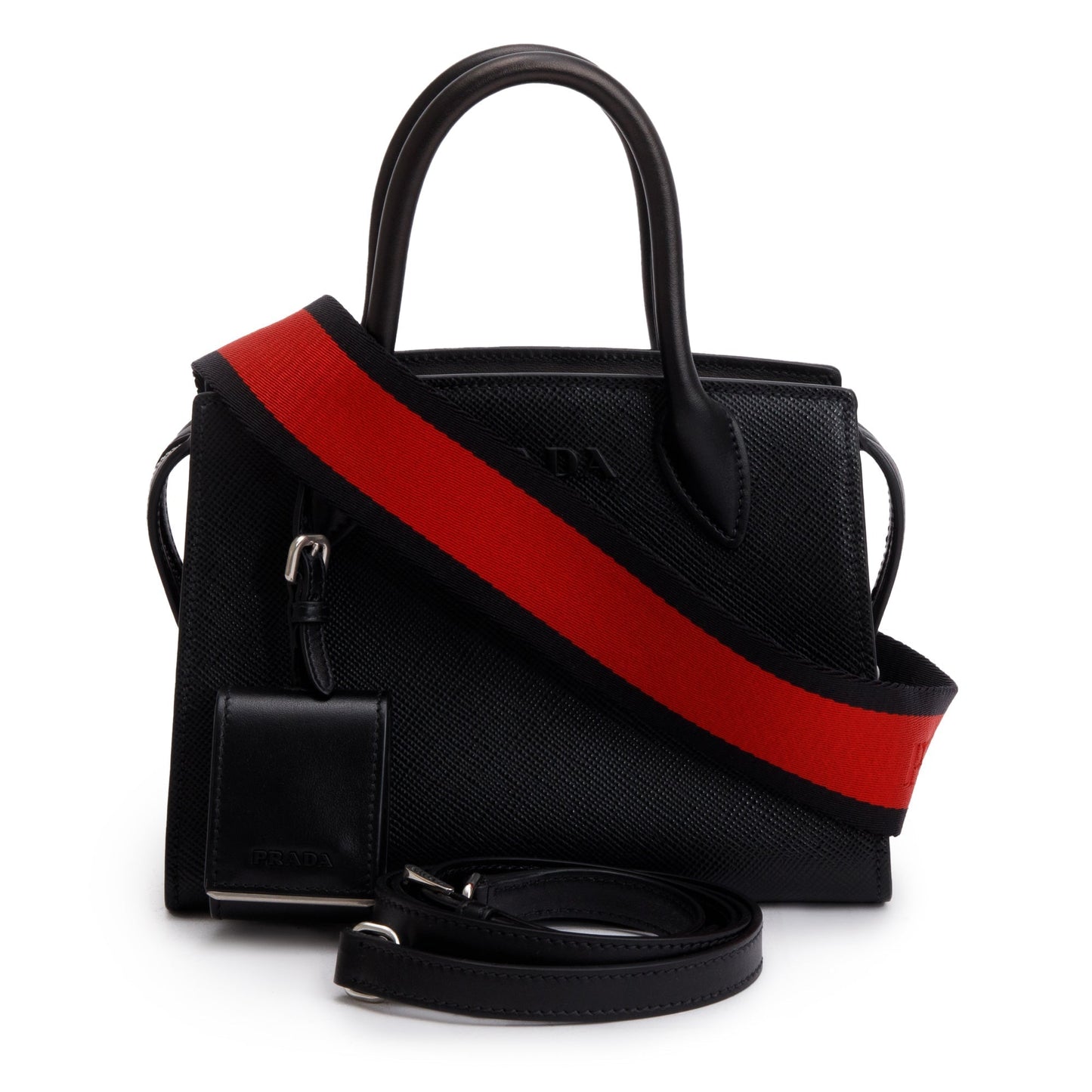Prada Black Saffiano Lux Mini Monochrome Top Handle Tote
