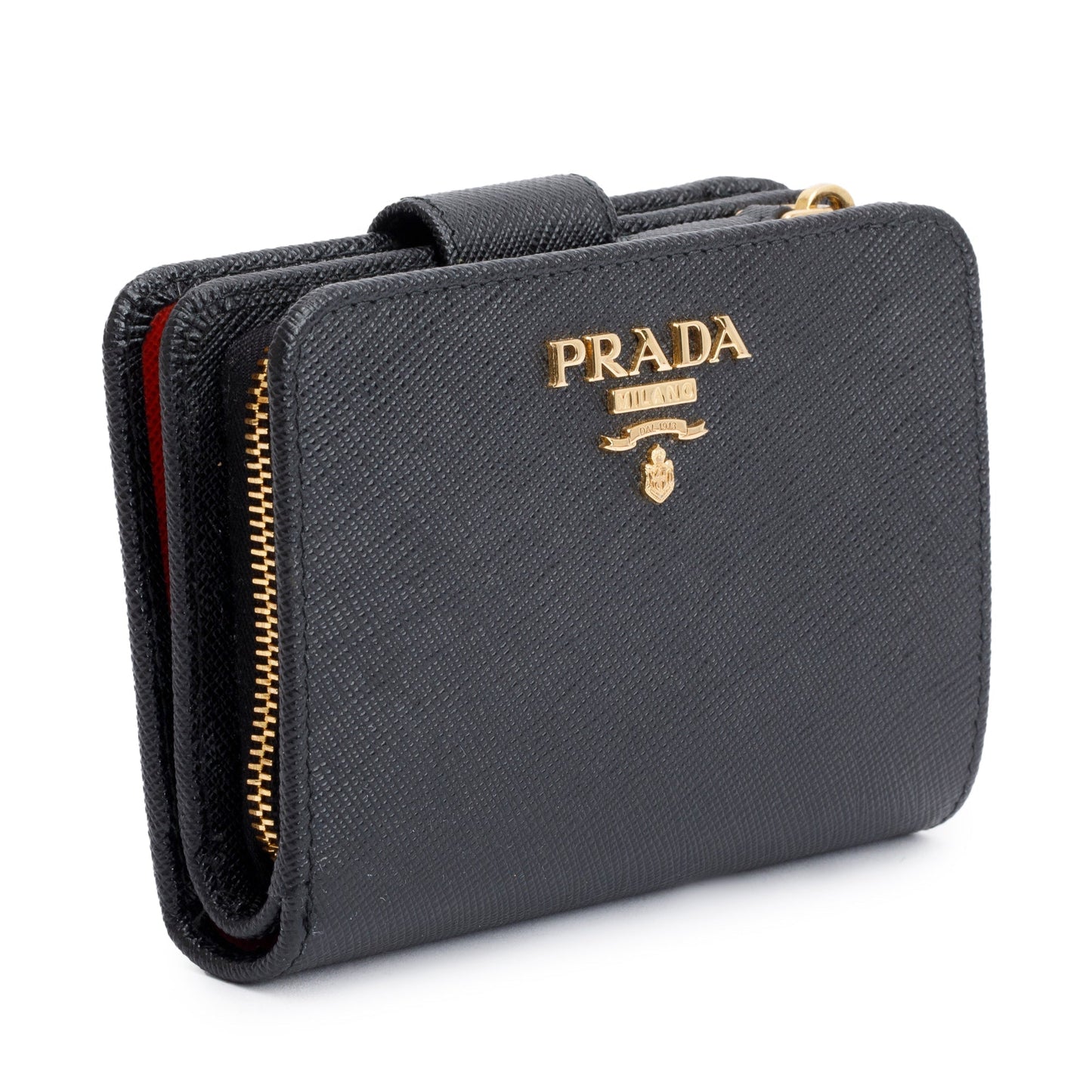 Prada Black Saffiano Metal Compact Wallet