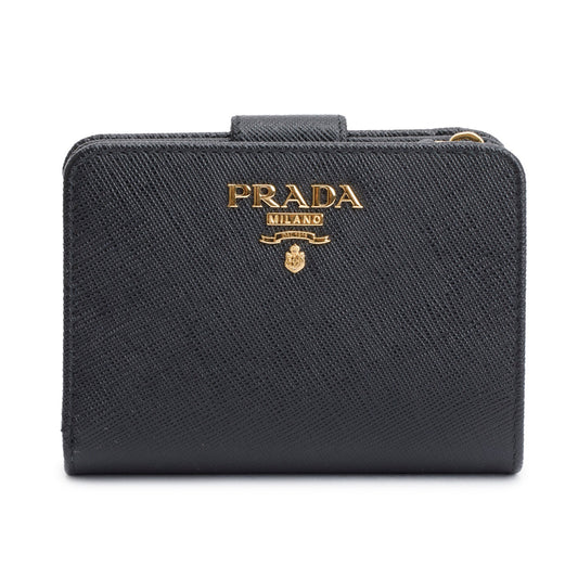 Prada Black Saffiano Metal Compact Wallet