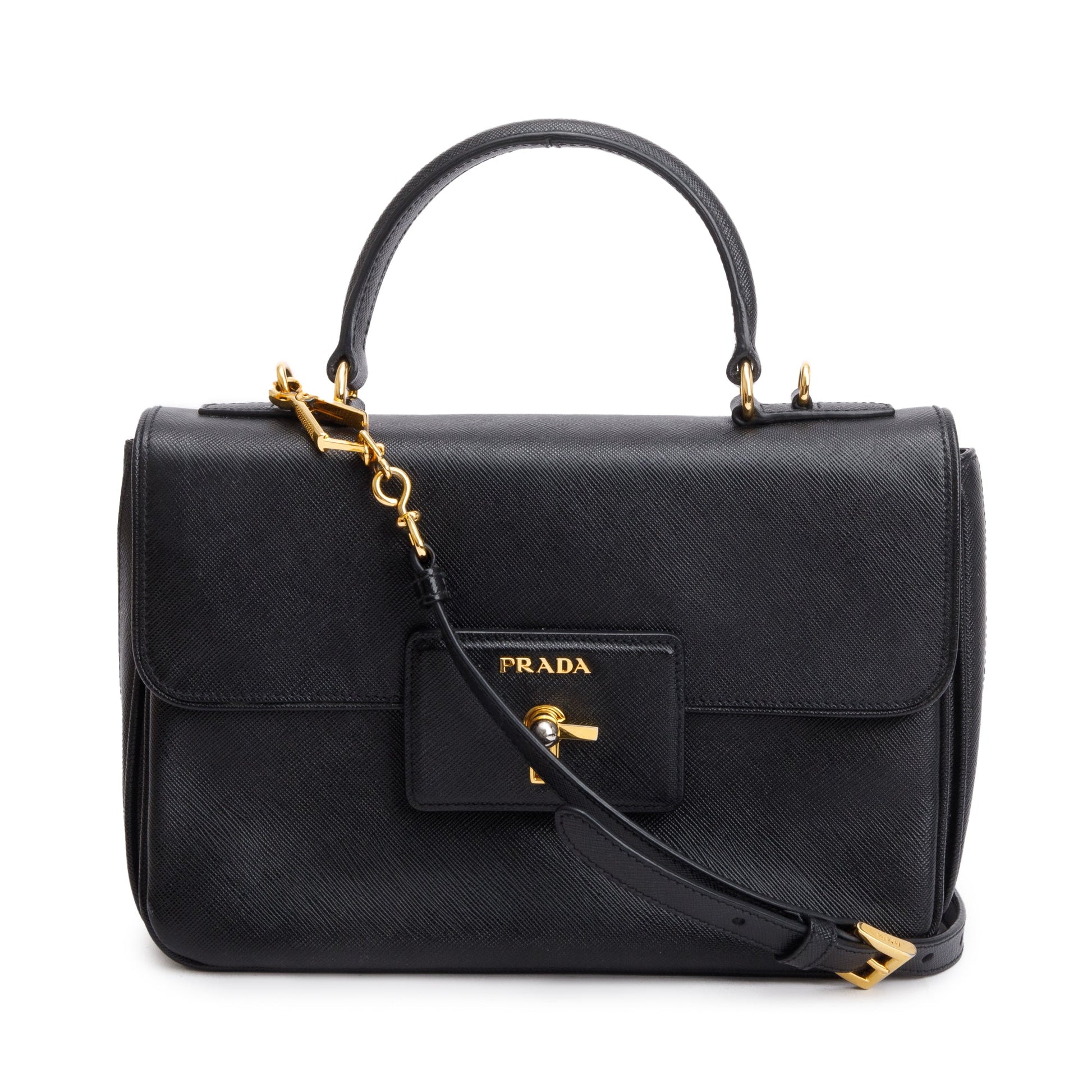 Prada Black Saffiano Top55 Handle Tote