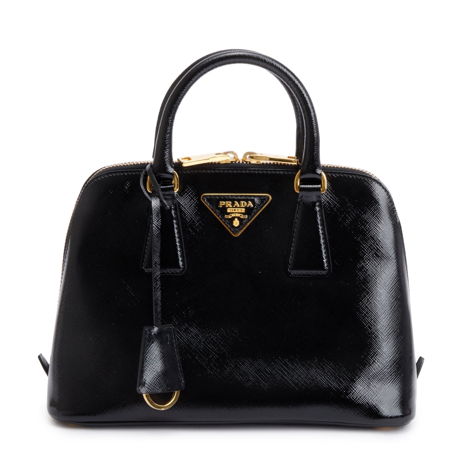 Prada Black Saffiano Vernice Small Promenade Tote
