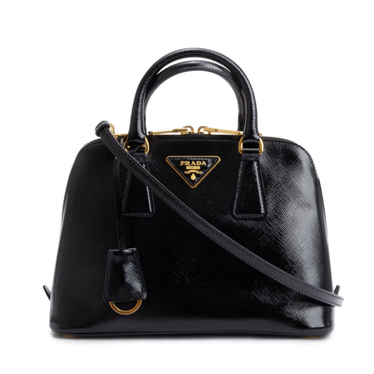 Prada Black Saffiano Vernice Small Promenade Tote