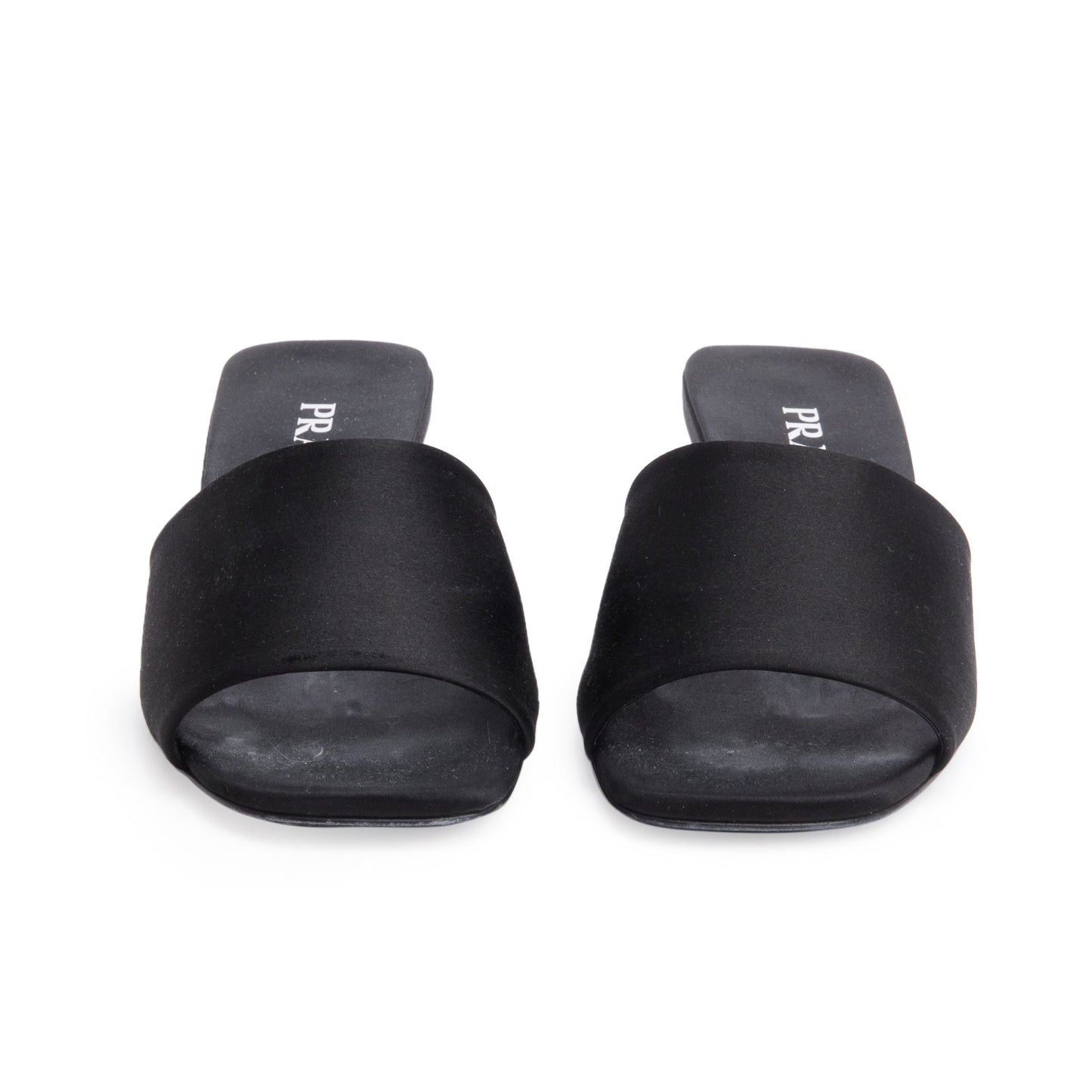 Prada Black Satin Slide Sandals, Size 37.5