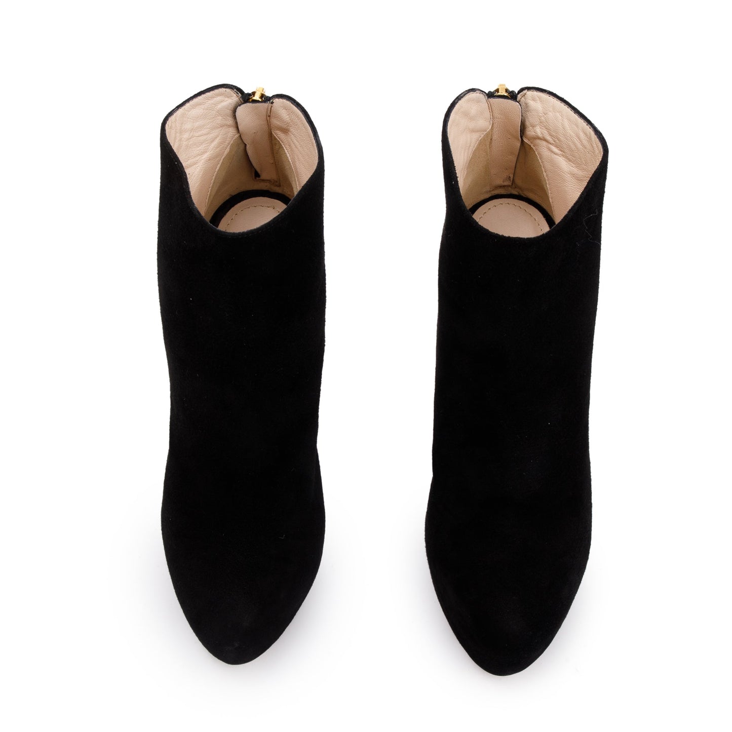 Prada Black Suede High Heeled Booties, Size 36