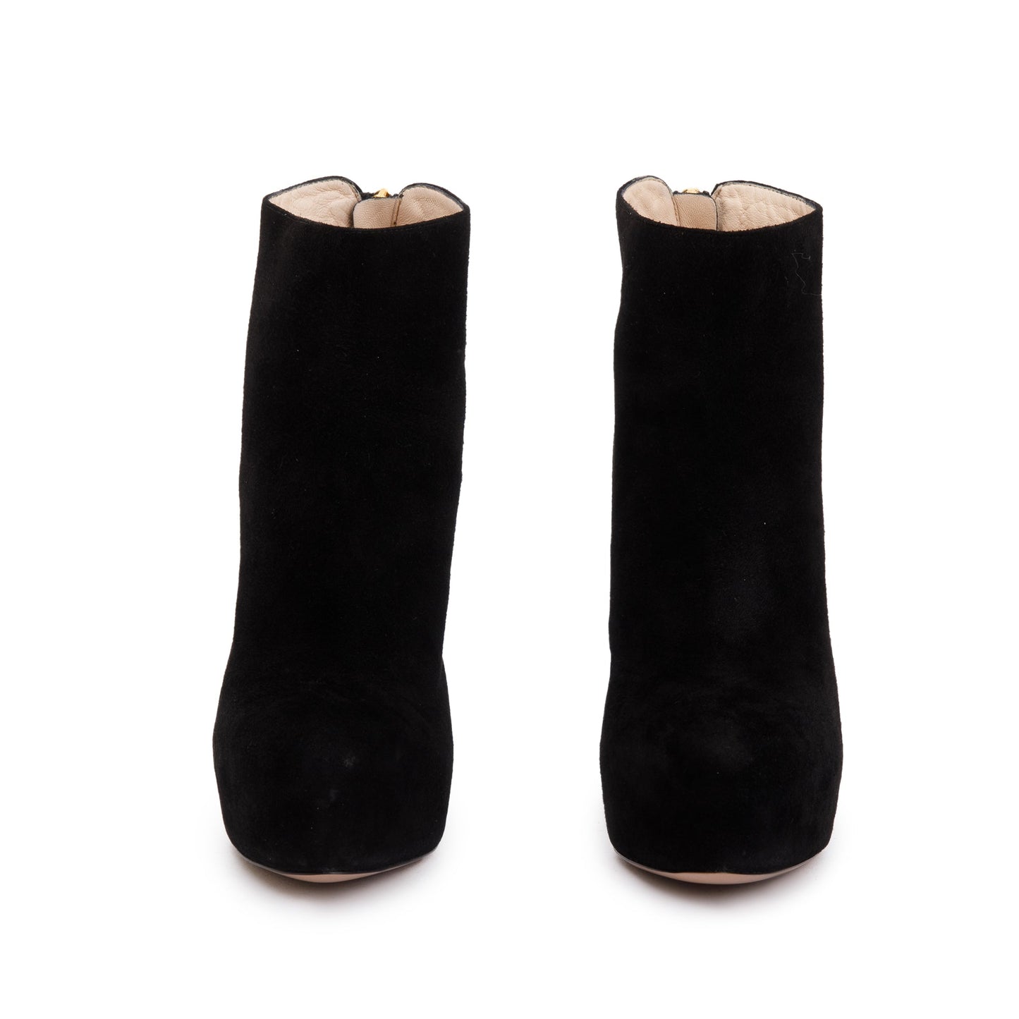 Prada Black Suede High Heeled Booties, Size 36
