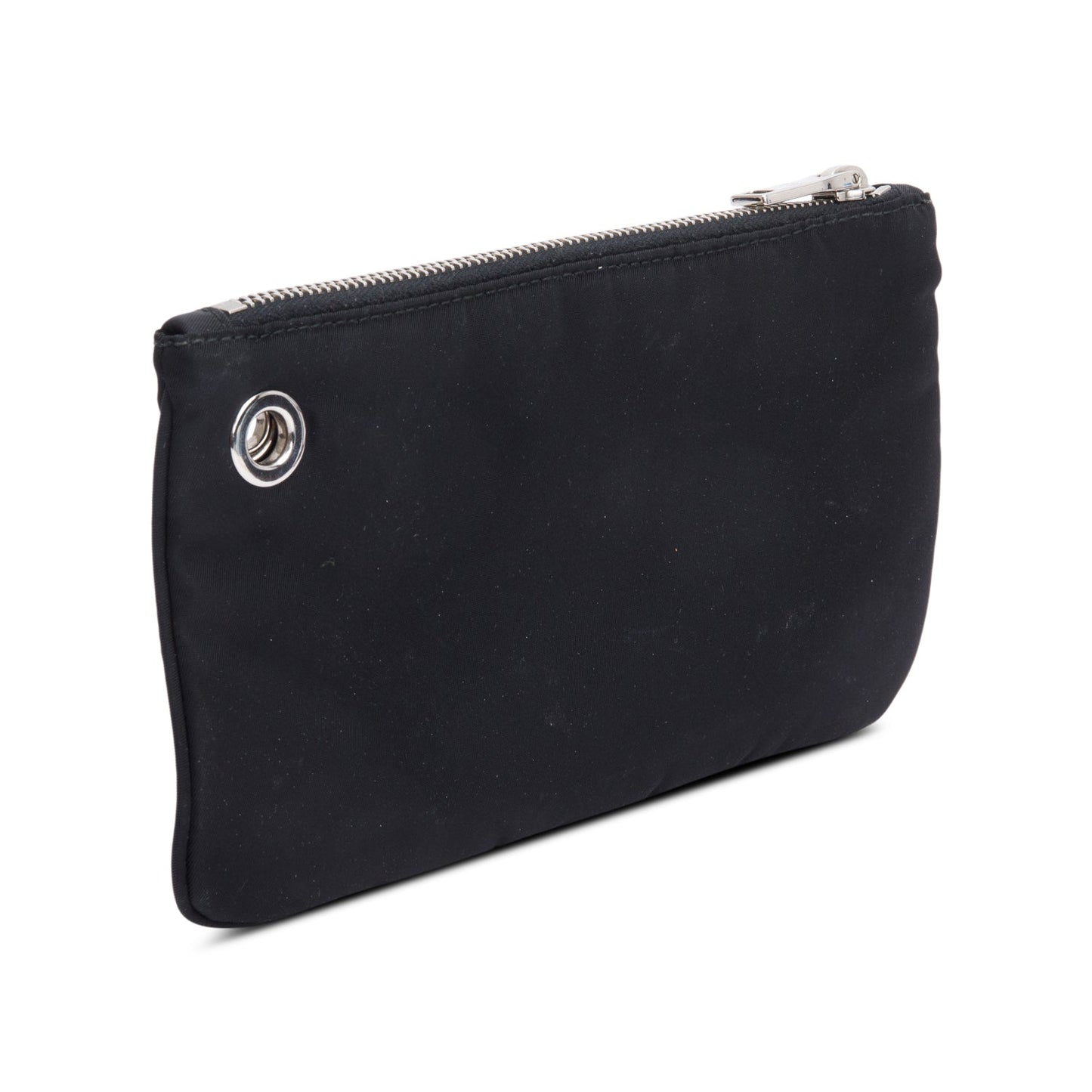 Prada Black Tessuto Nylon O-Ring Zip Pouch