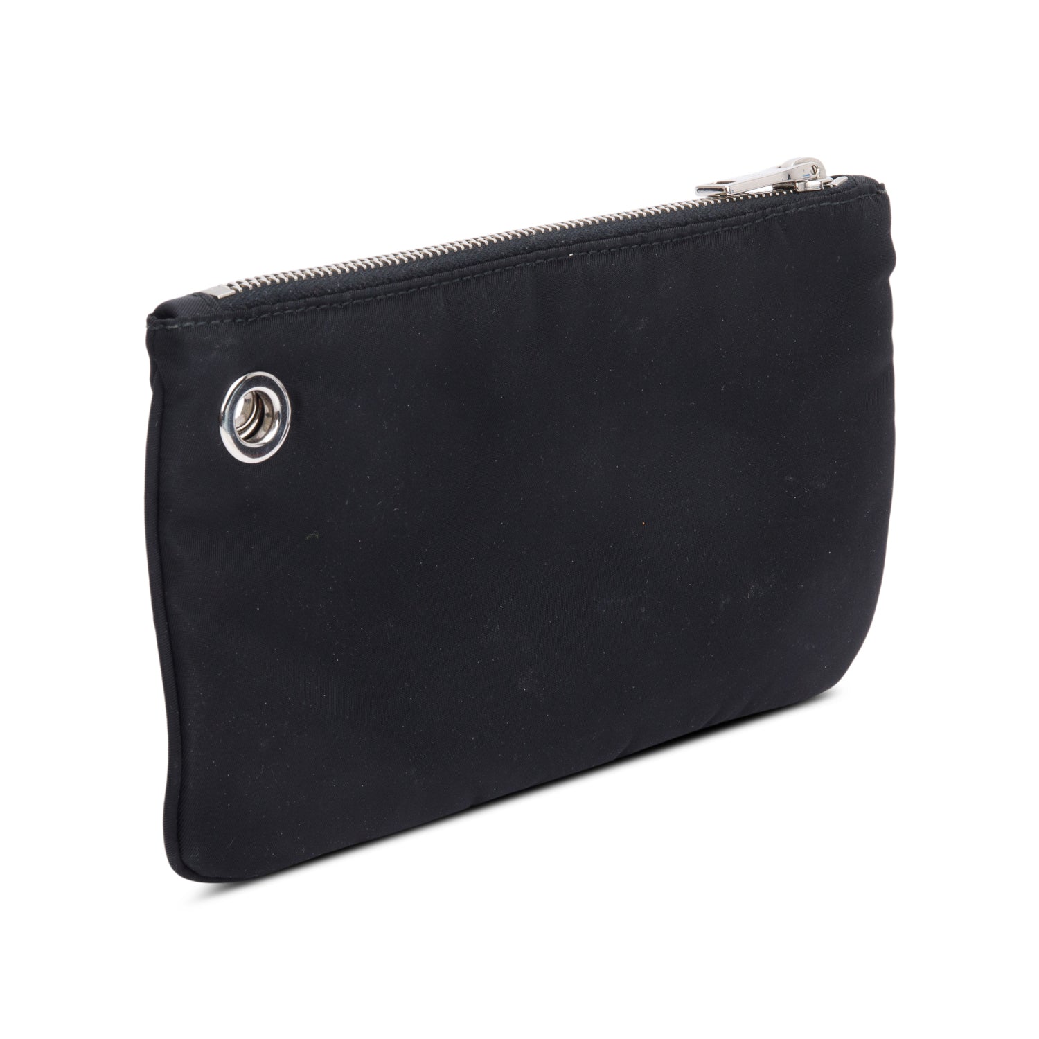 Prada Black Tessuto Nylon O-Ring Zip Pouch
