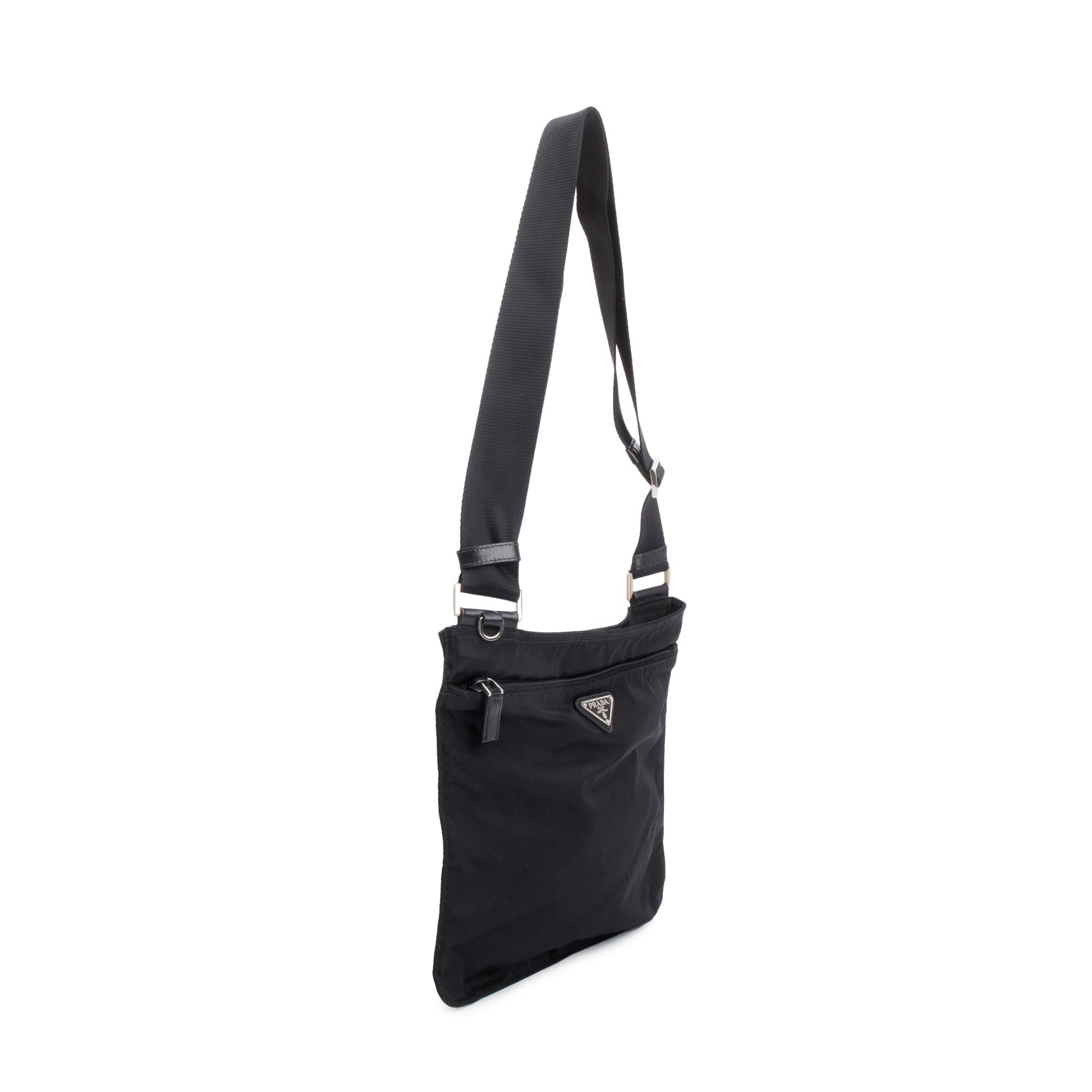 Prada Black Tessuto Nylon Vela Flat Messenger Bag
