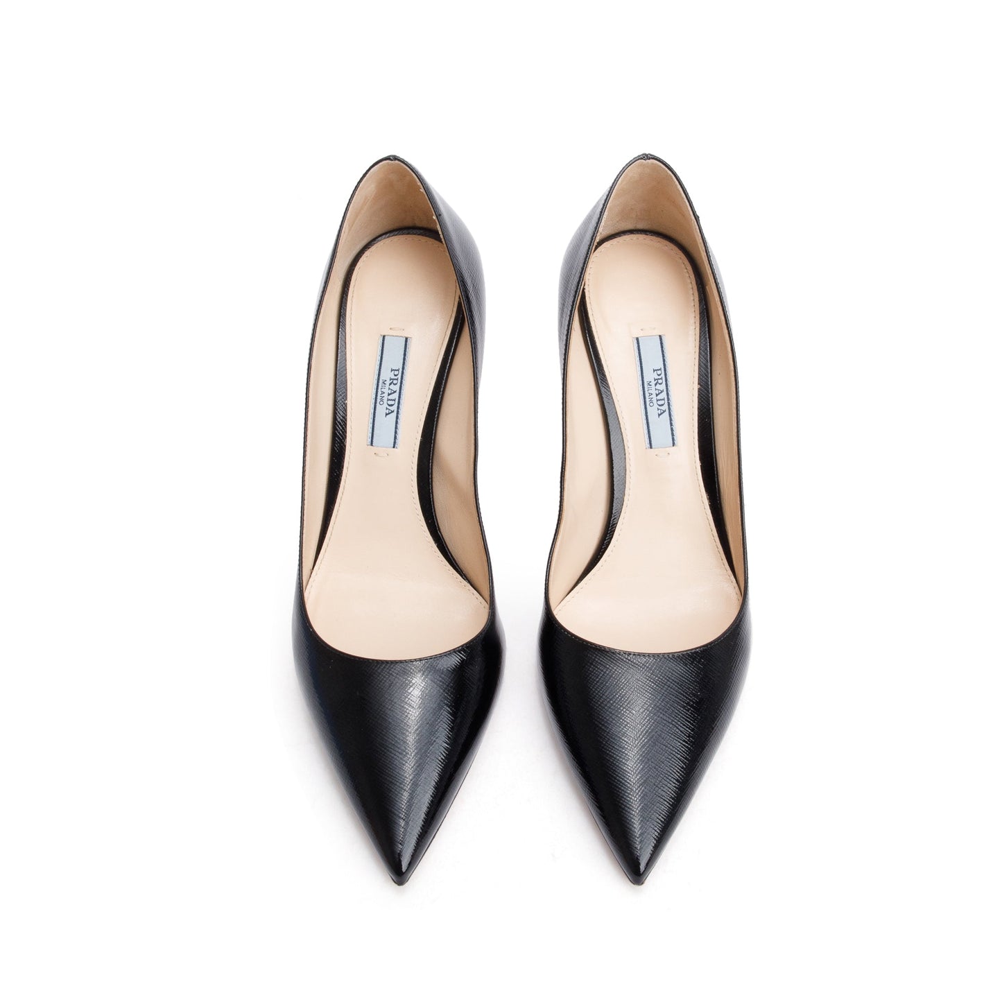 Prada Black Vernice St. Saffiano Leather Calzature Donna Pumps, Size 38