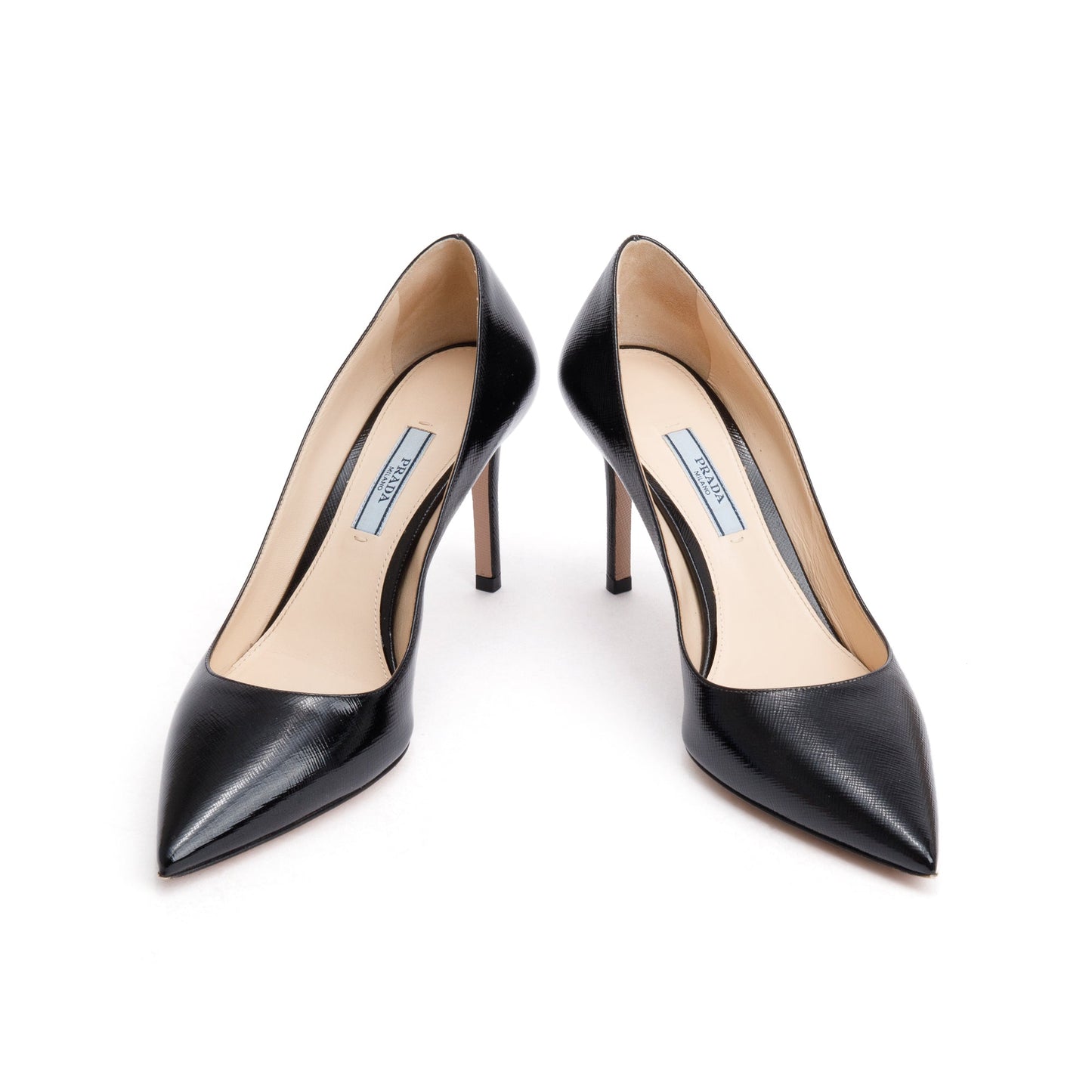 Prada Black Vernice St. Saffiano Leather Calzature Donna Pumps, Size 38