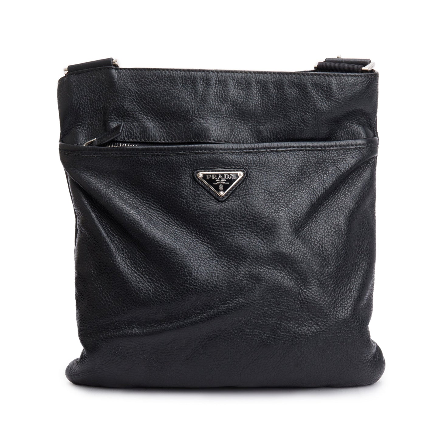 Prada Black Vitello City Messenger Bag