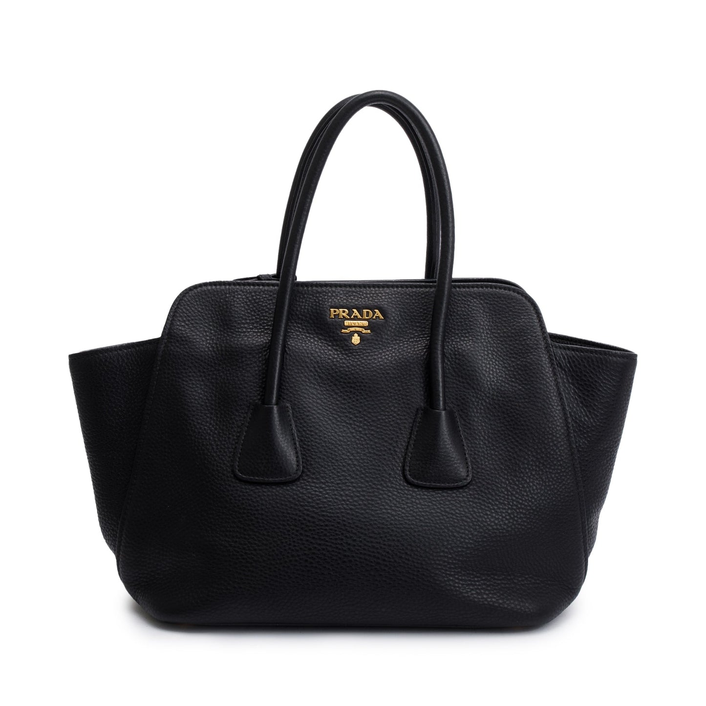 Prada Black Vitello Daino Handle Tote Bag