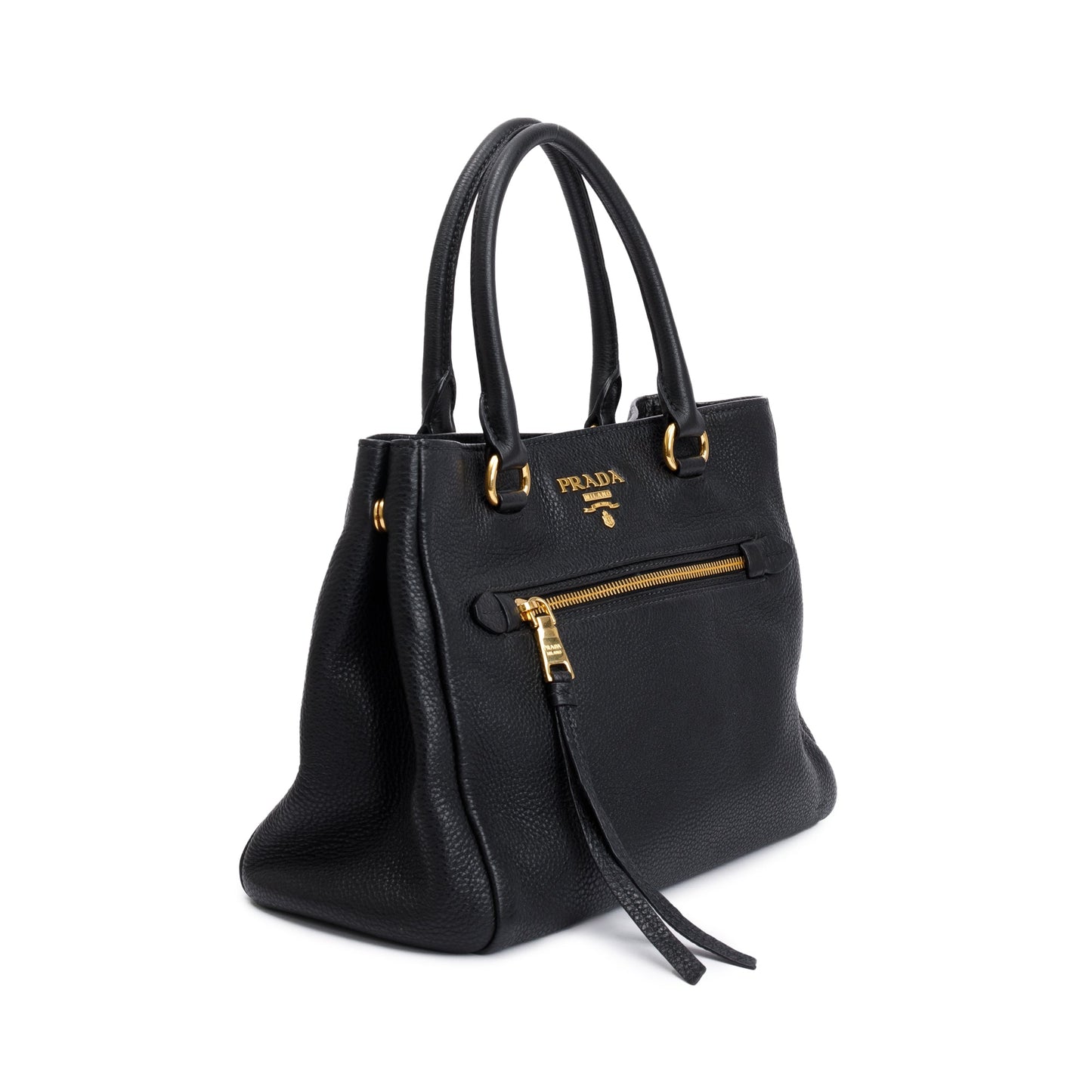Prada Black Vitello Phenix Leather Pocket Tote