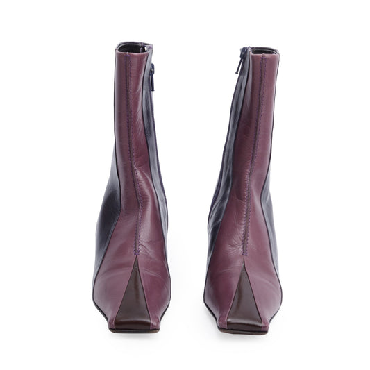 Prada Black/Purple Leather Ankle Boots, Size 37