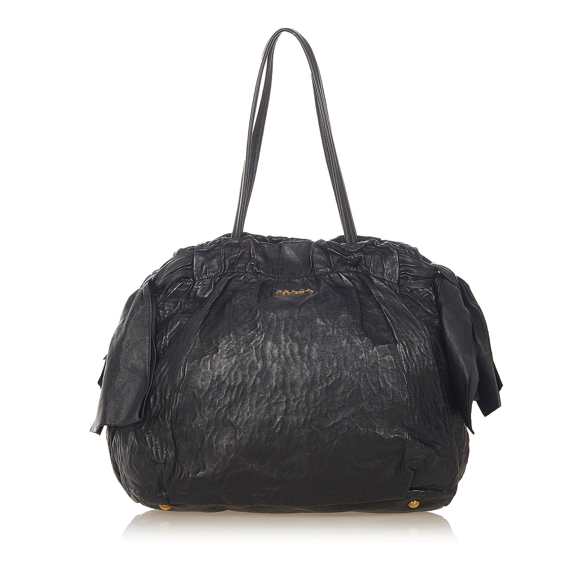 Prada Bow Lambskin Leather Tote Bag ( )