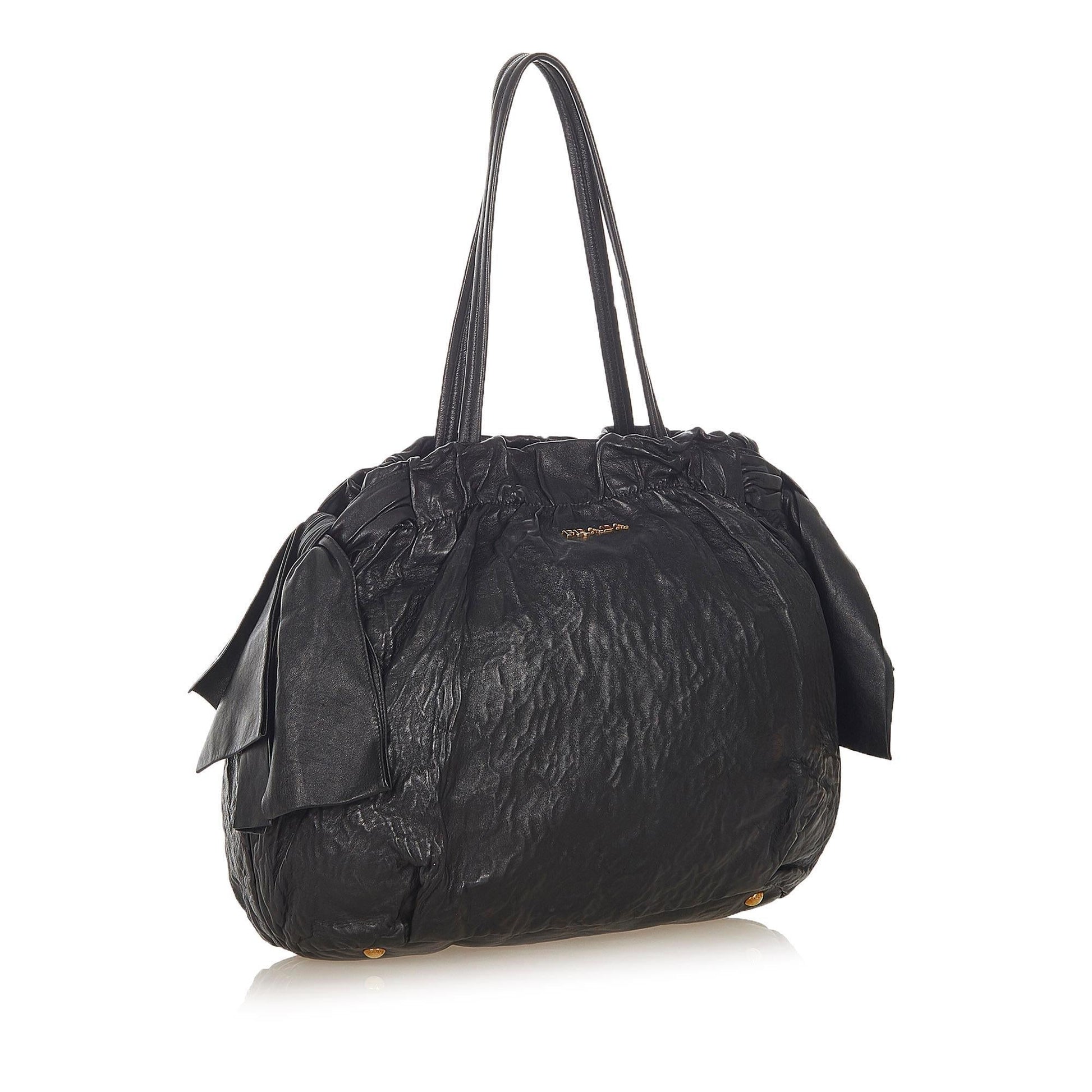 Prada Bow Lambskin Leather Tote Bag ( )