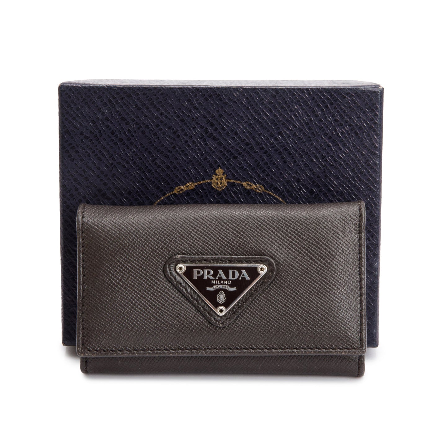 Prada Brown Saffiano Leather 6 Key Holder
