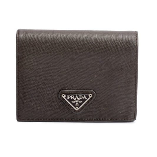 Prada Brown Saffiano Leather Bi-Fold Wallet