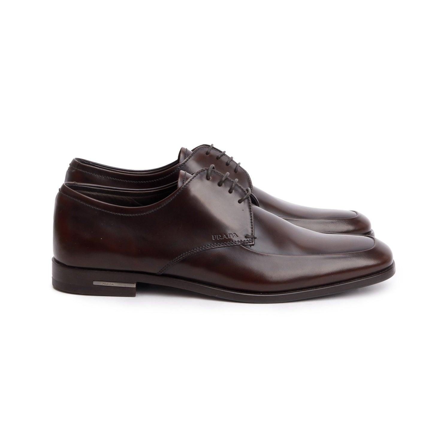Prada Brown Spazzolato Leather Laced Oxford Men's Shoes, Size 6
