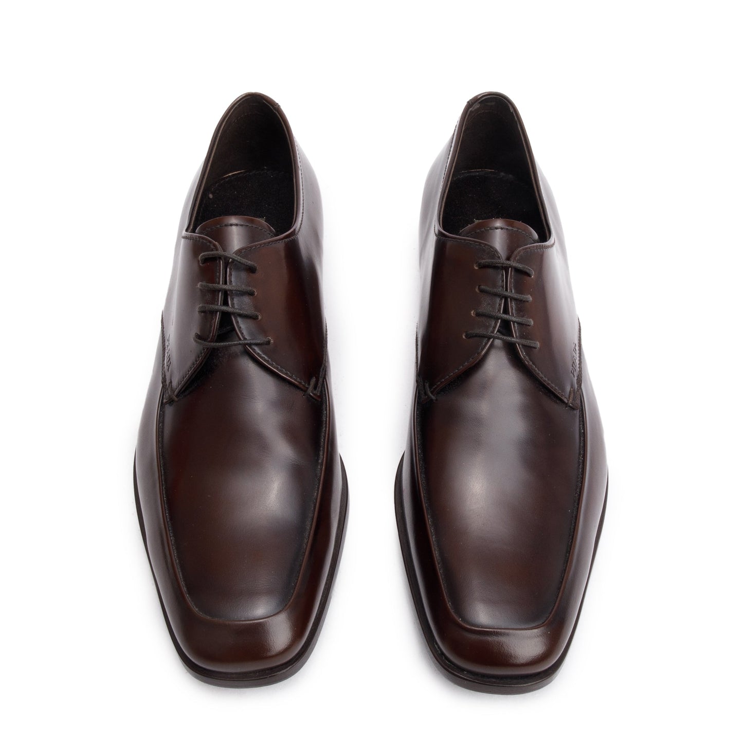 Prada Brown Spazzolato Leather Laced Oxford Men's Shoes, Size 6