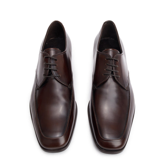 Prada Brown Spazzolato Leather Laced Oxford Men's Shoes, Size 6