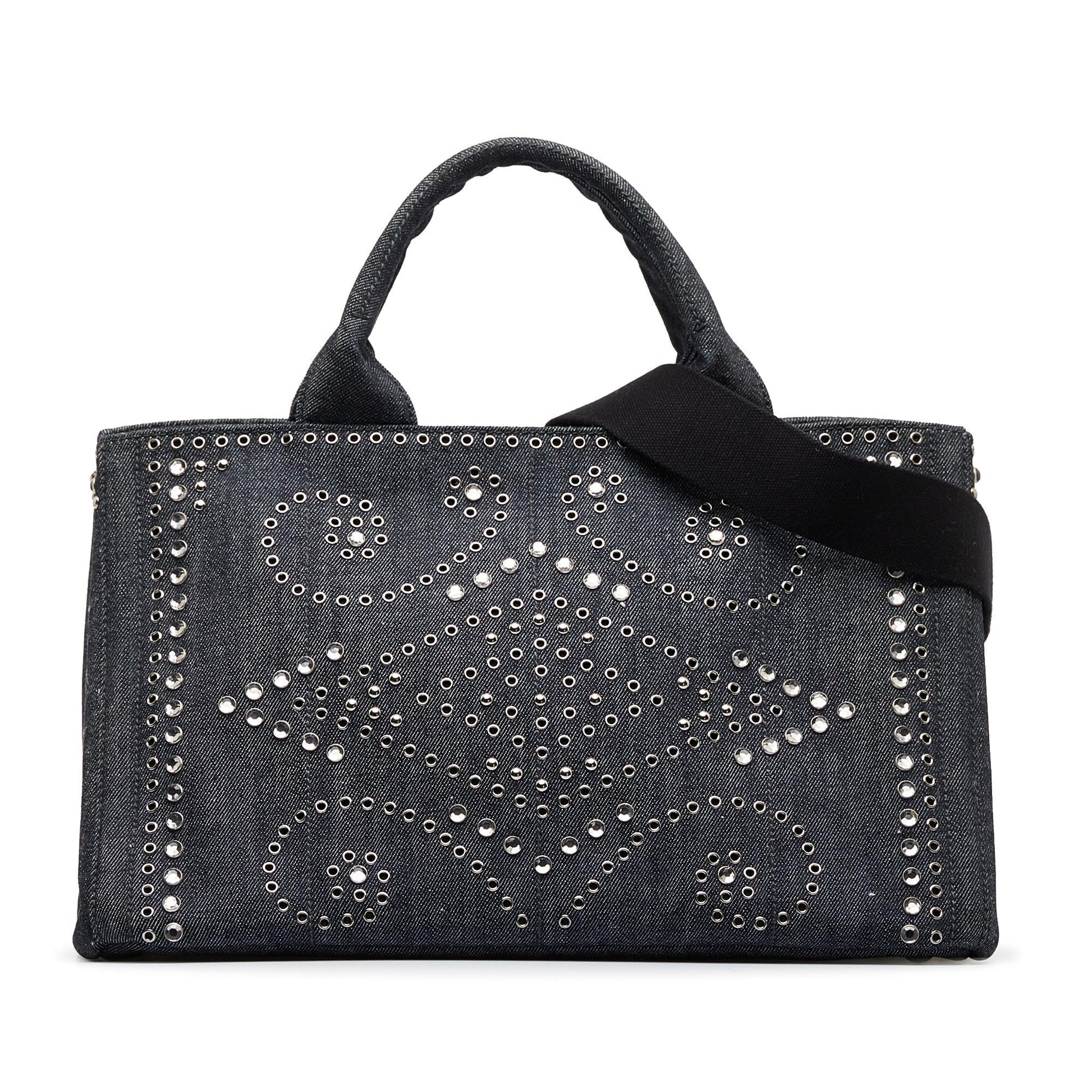 Prada Canapa Jeweled Satchel (SHG-VCMwnw)