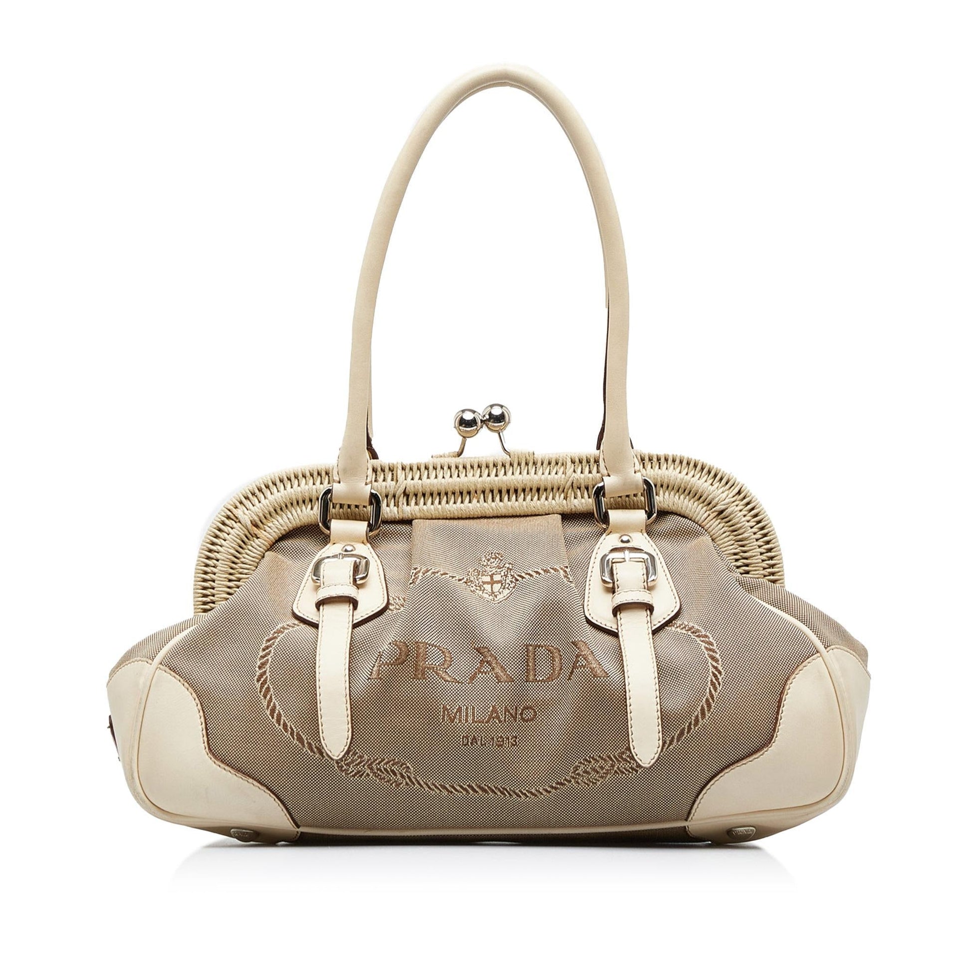 Prada Canapa Logo Frame Handbag (SHG-)