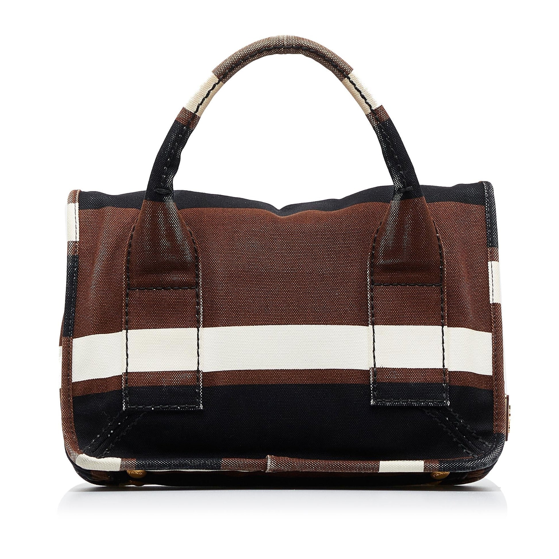 Prada Canapa Righe Stripe Satchel (SHG-kRpi8k)