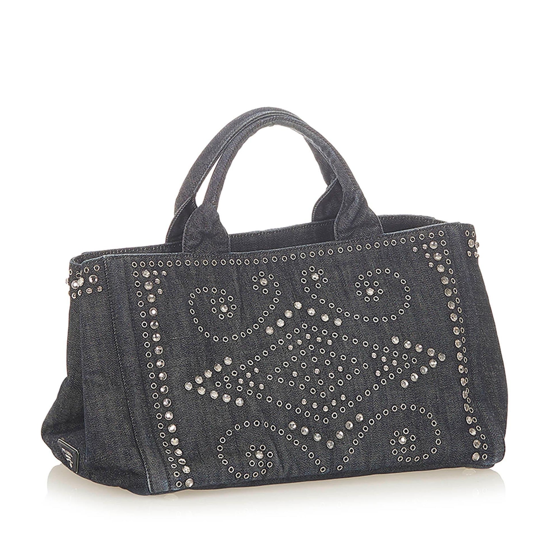 Prada Canapa Studded Tote Bag ( )