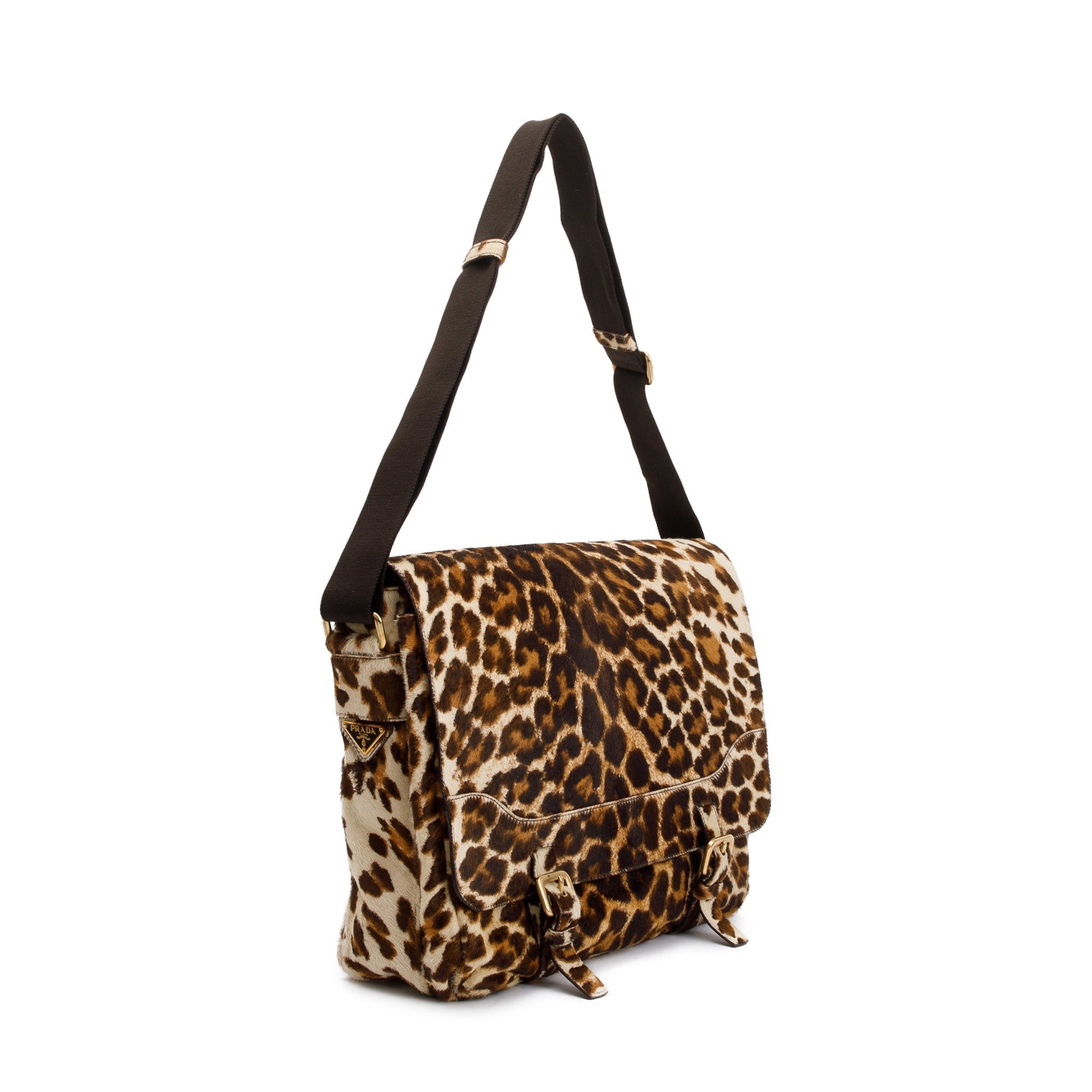 Prada Cavallino Leopard Print Messenger Bag