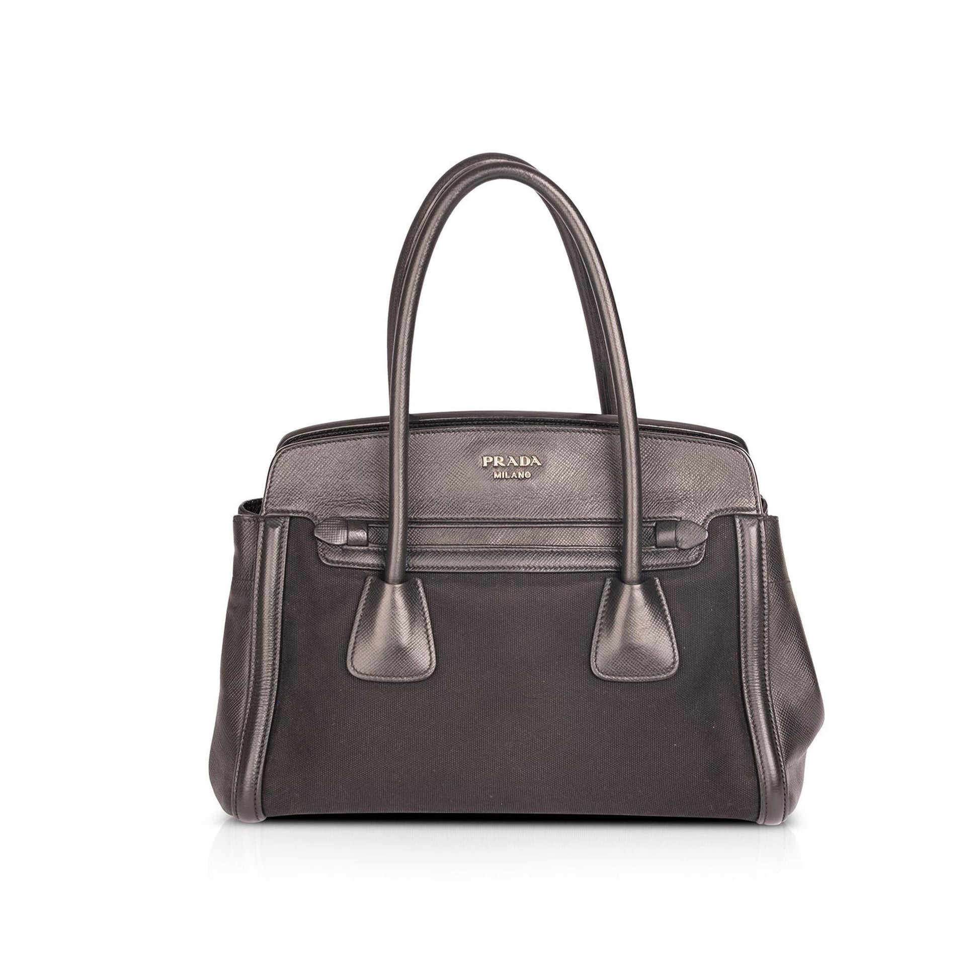 Prada Corda Canapa and Saffiano Top Handle Bag